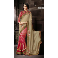 Luxurious Red Colored Sequins Worked Net Satin Saree